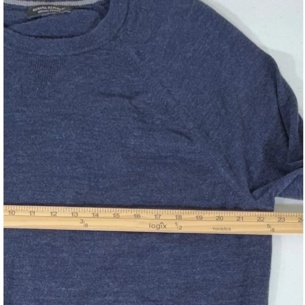 Banana Republic Sweater XL Navy Blue Organic Cotton Raglan Crew Neck Casual
